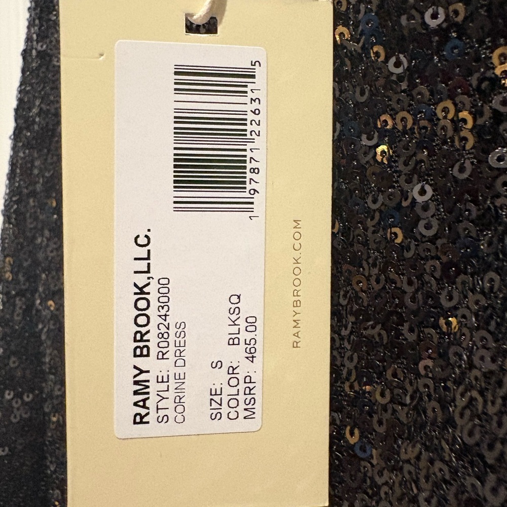 NWT Ramy Brook Black Sequin Halter Dress - Picture 7 of 7